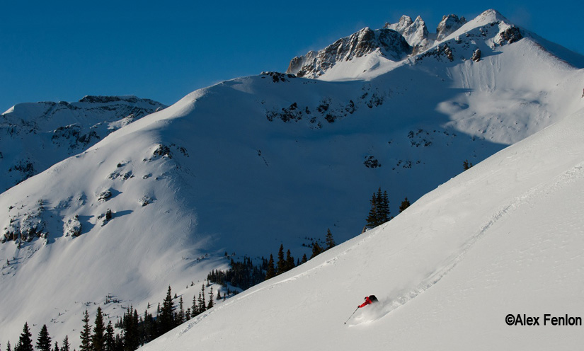 Skiing above the OPUS Hut