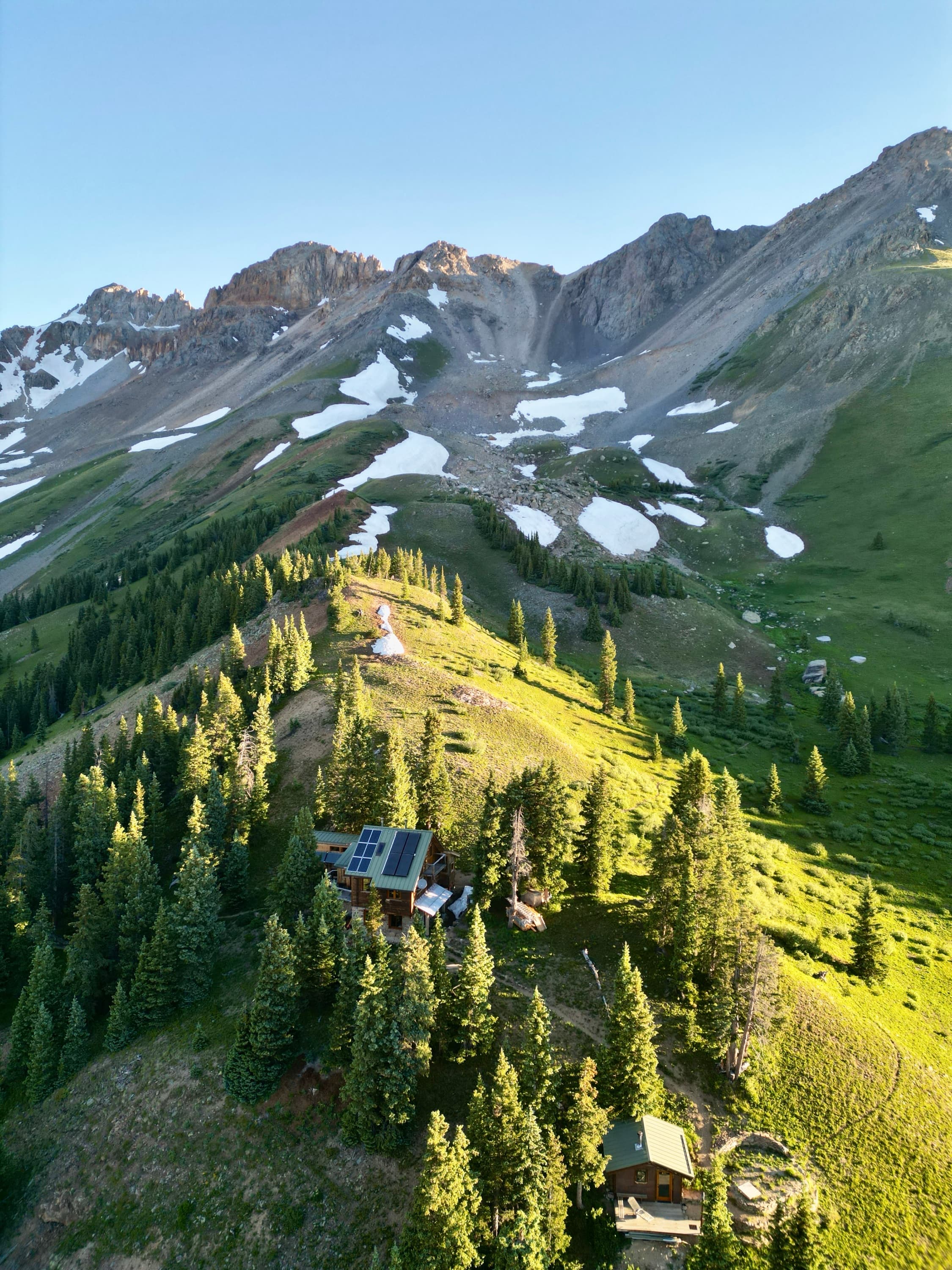 High alpine ridgeline above the hut in summer